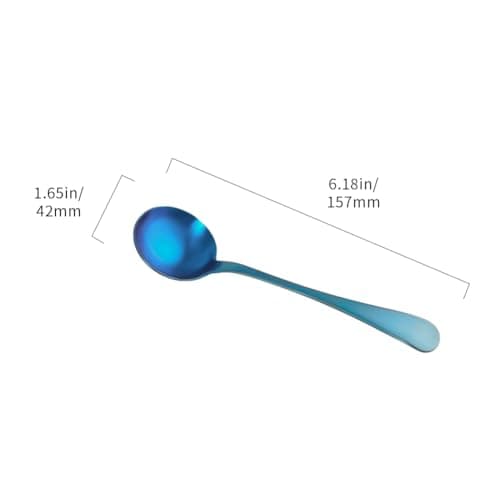 Professional Barista Stainless Steel Coffee Cupping Spoon with Cloth Bag,Matt Blue
