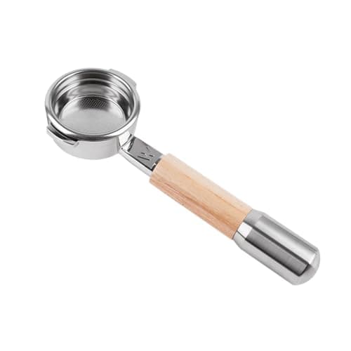 Bottomless Portafilter for E61 Espresso Machines with Stainless Steel and Zebra Wood Handle