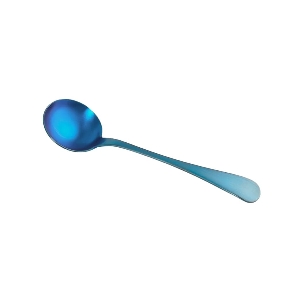 Professional Barista Stainless Steel Coffee Cupping Spoon with Cloth Bag,Matt Blue