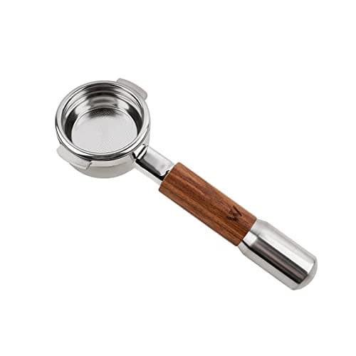Bottomless Portafilter for E61 Espresso Machines with Stainless Steel and Zebra Wood Handle