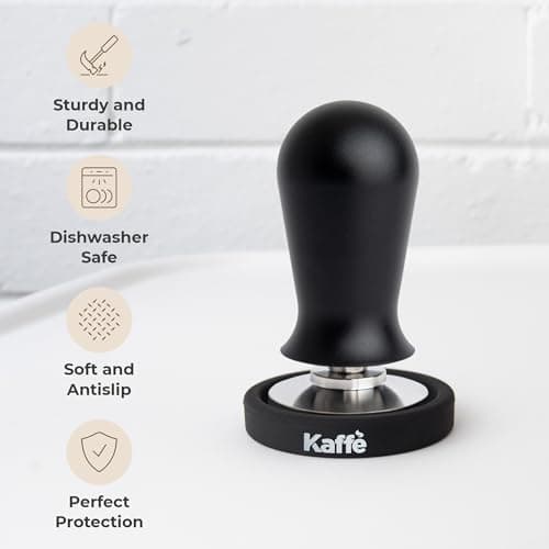 Kaffe 54mm Spring Loaded Tamper and Tamping Mat - Waterproof, Food Safe Silicone, Anti-Slip Coffee Tamper and Mat for Home Use