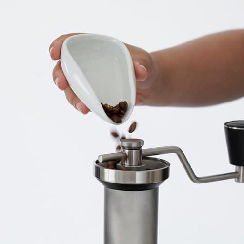Ceramic Coffee Dosing Cup & Tea Tray, White | Single Dose Measuring Container