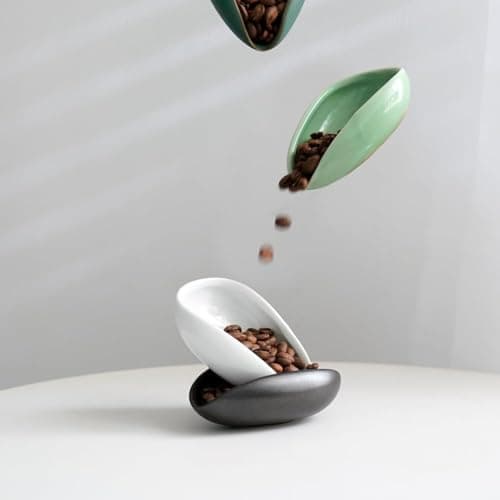 Ceramic Coffee Dosing Cup & Tea Tray, White | Single Dose Measuring Container