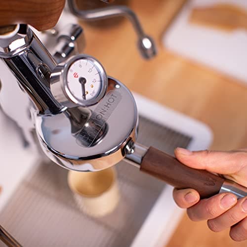 Bottomless Portafilter for E61 Espresso Machines with Stainless Steel and Zebra Wood Handle