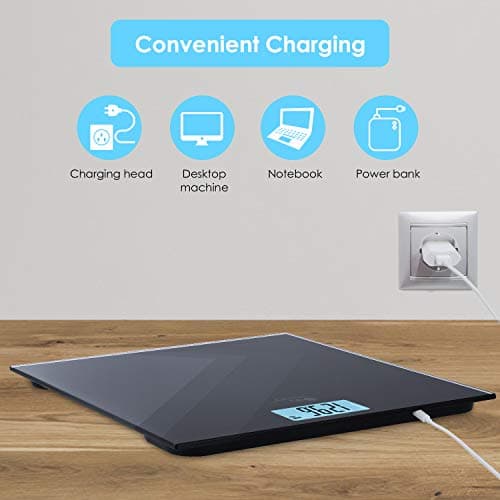 Himaly USB Rechargeable Digital Body Scale, 400Ibs Capacity, Backlight Display