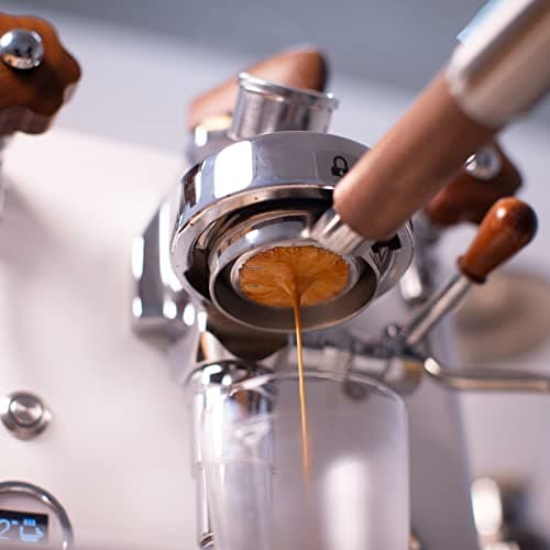 Bottomless Portafilter for E61 Espresso Machines with Stainless Steel and Zebra Wood Handle