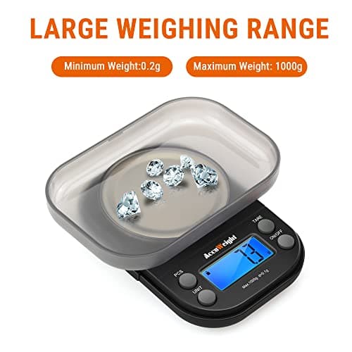 AccuWeight Mini Coffee & Jewelry Scale 1000g/0.1gAccuracy Backlit Tare Calibration