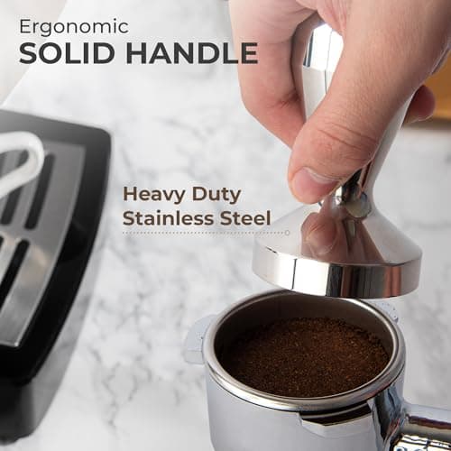 Kaffe 51mm Tamper and Waterproof Mat - Stainless Steel, Food Safe Silicon, Anti-Slip Base - Barista Tools