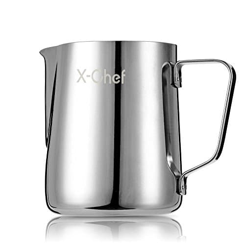 X-Chef 20 oz Metal Milk Frother Cup, Espresso Coffee Latte Frother (600 ml)