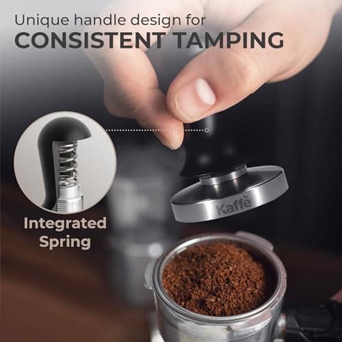 Kaffe 51mm Spring Loaded Tamper and Tamping Mat - Waterproof, Food Safe Silicone, Anti-Slip for Home Barista