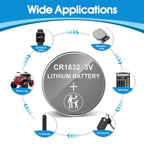 Volkate CR1632 Lithium Coin Cell Batteries, 5-Pack, for Car Keys, Watches, Remotes