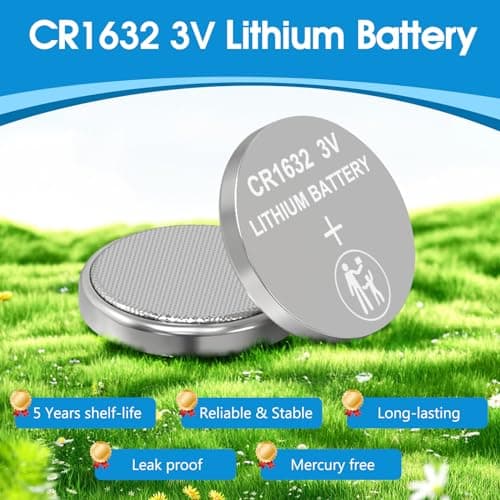 Volkate CR1632 Lithium Coin Cell Batteries, 5-Pack, for Car Keys, Watches, Remotes