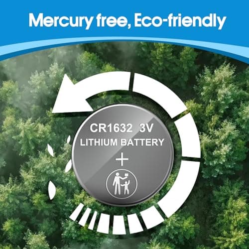 Volkate CR1632 Lithium Coin Cell Batteries, 5-Pack, for Car Keys, Watches, Remotes