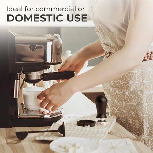 Kaffe 54mm Spring Loaded Tamper and Tamping Mat - Waterproof, Food Safe Silicone, Anti-Slip Coffee Tamper and Mat for Home Use