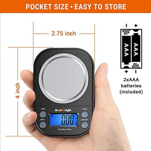AccuWeight Mini Coffee & Jewelry Scale 1000g/0.1gAccuracy Backlit Tare Calibration