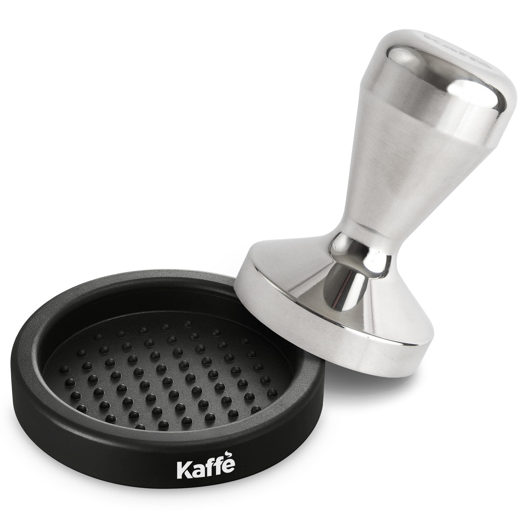 Kaffe 51mm Tamper and Waterproof Mat - Stainless Steel, Food Safe Silicon, Anti-Slip Base - Barista Tools